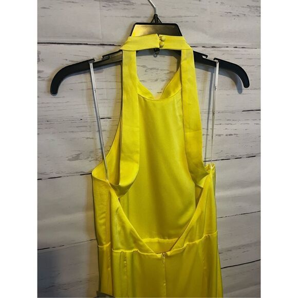 Lulus Perfectly Polished Yellow Halter Midi Dress Size Large - Picture 6 of 8